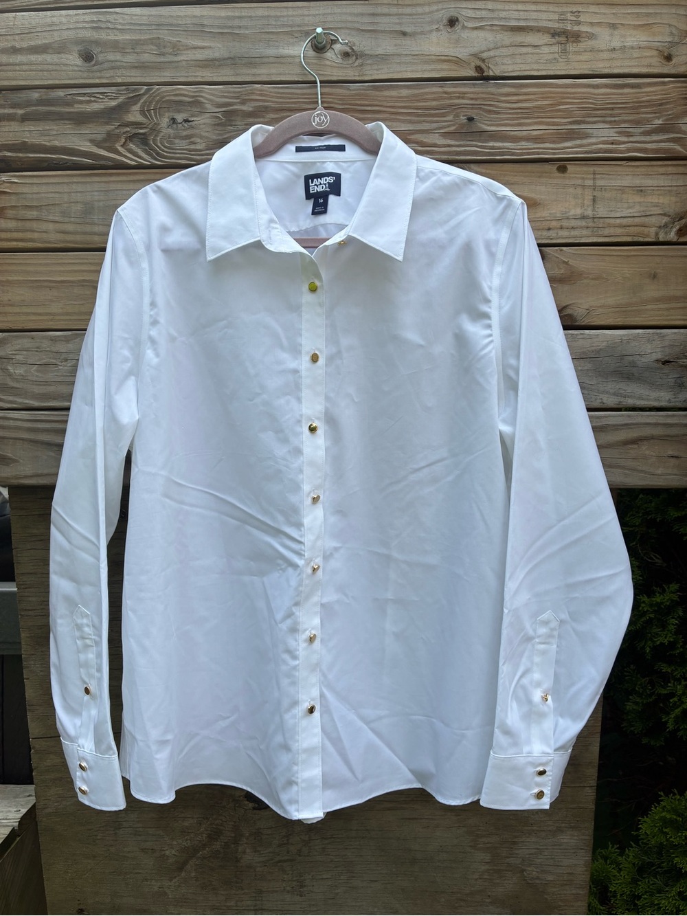 Lands' End Relaxed 100% Cotton Twill Soft White Button-Down Dress Shirt Size 16